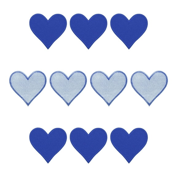 Uxcell Hearts Patches Blue Iron-On Patch Sew Embroidered Applique 2.8x2.68 Inch Clothing Repair Backpack 10Pcs