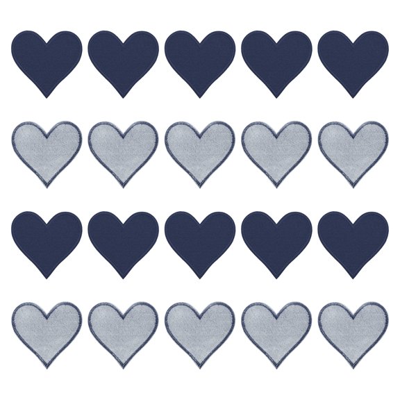 Uxcell Hearts Patches Indigo Iron-On Patch Sew Embroidered Applique 2.8x2.68 Inch Clothing Repair Backpack 20Pcs