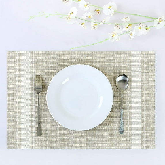 Uxcell Heat Resistant Removable PVC Table Woven Placemat Pure Beige 4Pack