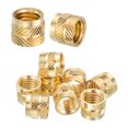 thumbnail image 1 of Uxcell Heat Set Threaded Inserts, 10 Pcs M10 x 10mm T x 12mm OD Pure Brass Metric Knurled Nuts Female Threaded Inserts Embedment Nut for 3D Printing Components and Plastic Materials, 1 of 6