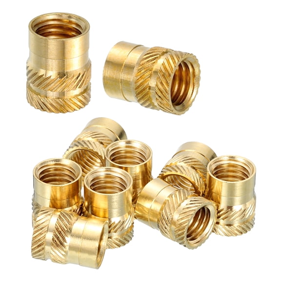 Uxcell Heat Set Threaded Inserts, 10 Pcs M10 x 15mm T x 12mm OD Pure Brass Metric Knurled Nuts Female Threaded Inserts Embedment Nut for 3D Printing Components and Plastic Materials
