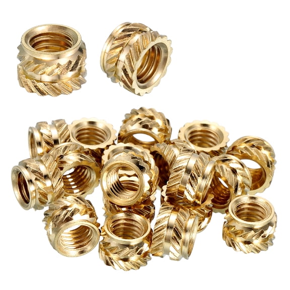 Uxcell Heat Set Threaded Inserts, 15 Pcs #8-32 x 5/32" T x 6.3mm OD Pure Brass Metric Knurled Nuts Female Threaded Inserts Embedment Nut for 3D Printing Components and Plastic Materials