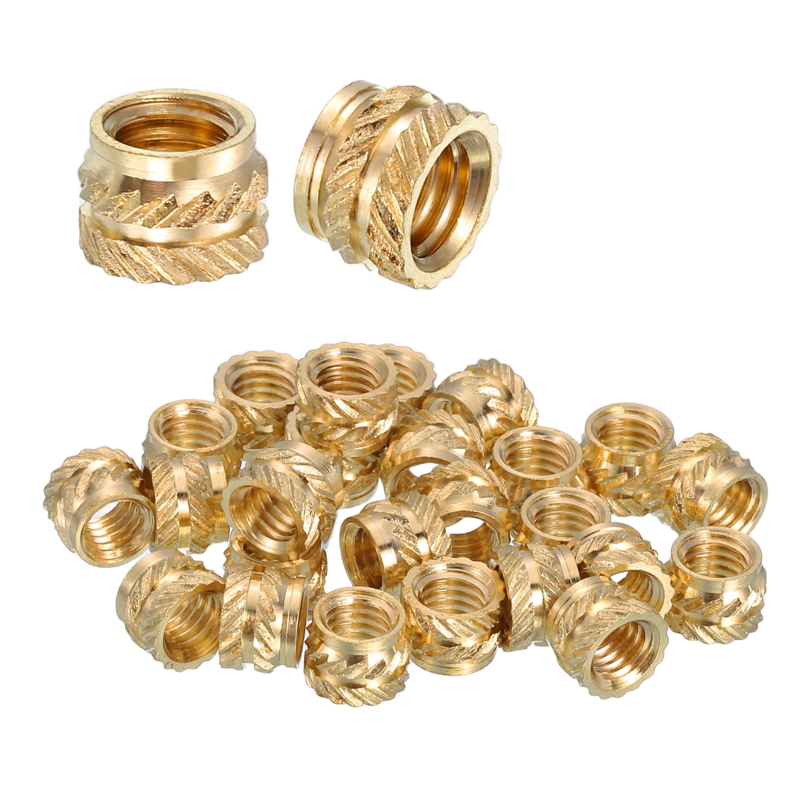 Uxcell Heat Set Threaded Inserts, 18 Pcs M6 x 5mm L x 8mm OD Pure Brass ...