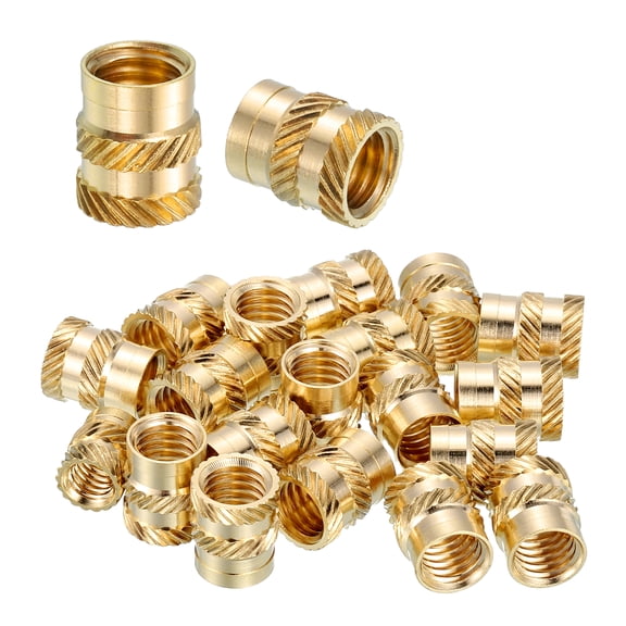 Uxcell Heat Set Threaded Inserts, 18 Pcs M8 x 12mm L x 10mm OD Pure Brass Metric Knurled Nuts Female Threaded Inserts Embedment Nut for 3D Printing Components and Plastic Materials