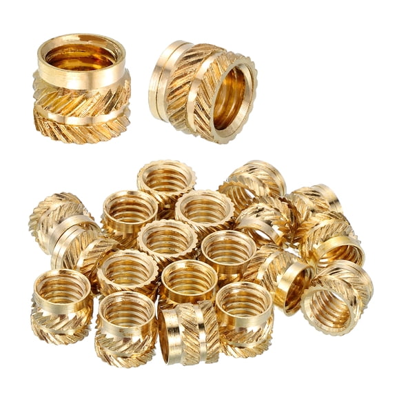 Uxcell Heat Set Threaded Inserts, 18 Pcs M8 x 8mm L x 10mm OD Pure Brass Metric Knurled Nuts Female Threaded Inserts Embedment Nut for 3D Printing Components and Plastic Materials