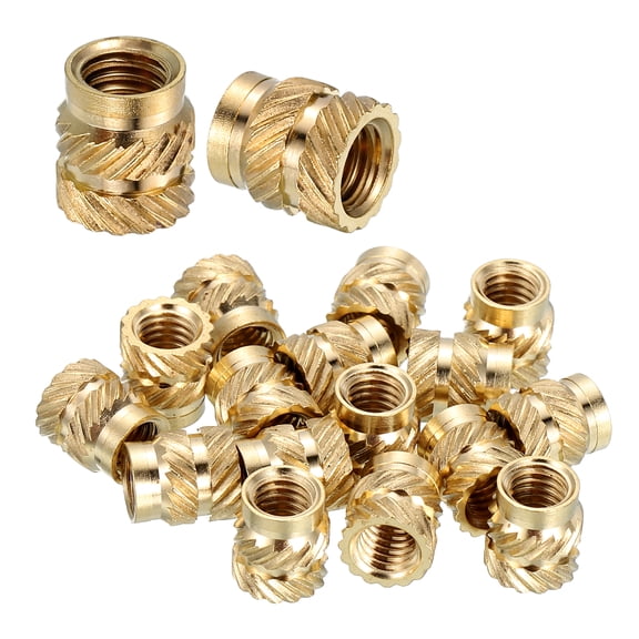 Uxcell Heat Set Threaded Inserts, 25 Pcs #10-32 x 5/16" T x 7.1mm OD Pure Brass Metric Knurled Nuts Female Threaded Inserts Embedment Nut for 3D Printing Components and Plastic Materials