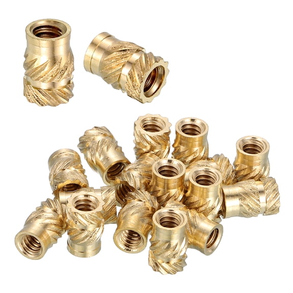 Uxcell Heat Set Threaded Inserts, 25 Pcs #4-40 x 5/16" T x 4.6mm OD Pure Brass Metric Knurled Nuts Female Threaded Inserts Embedment Nut for 3D Printing Components and Plastic Materials