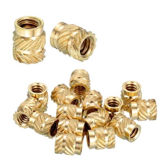 Uxcell Heat Set Threaded Inserts, 25 Pcs #6-32 x 1/4" T x 5.4mm OD Pure Brass Metric Knurled Nuts Female Threaded Inserts Embedment Nut for 3D Printing Components and Plastic Materials