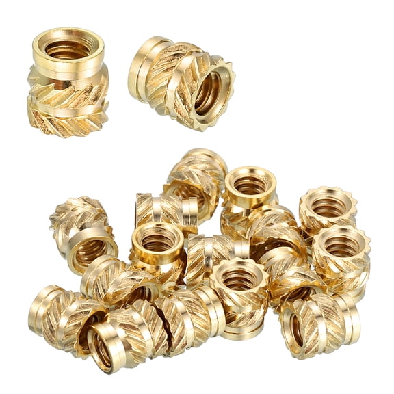 Uxcell Heat Set Threaded Inserts, 25 Pcs #6-32 x 3/16" T x 5.4mm OD Pure Brass Metric Knurled Nuts Female Threaded Inserts Embedment Nut for 3D Printing Components and Plastic Materials