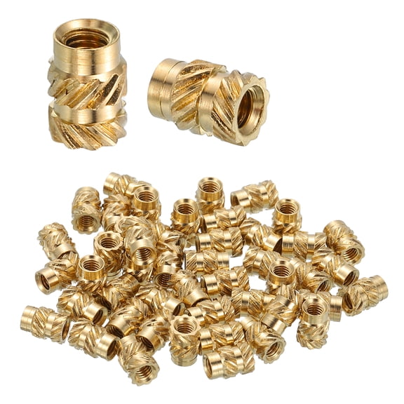 Uxcell Heat Set Threaded Inserts, 28 Pcs M4 x 7mm L x 6mm OD Pure Brass Metric Knurled Nuts Female Threaded Inserts Embedment Nut for 3D Printing Components and Plastic Materials