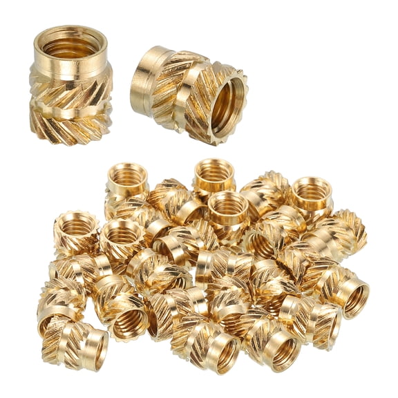 Uxcell Heat Set Threaded Inserts, 28 Pcs M5 x 8mm L x 7mm OD Pure Brass Metric Knurled Nuts Female Threaded Inserts Embedment Nut for 3D Printing Components and Plastic Materials