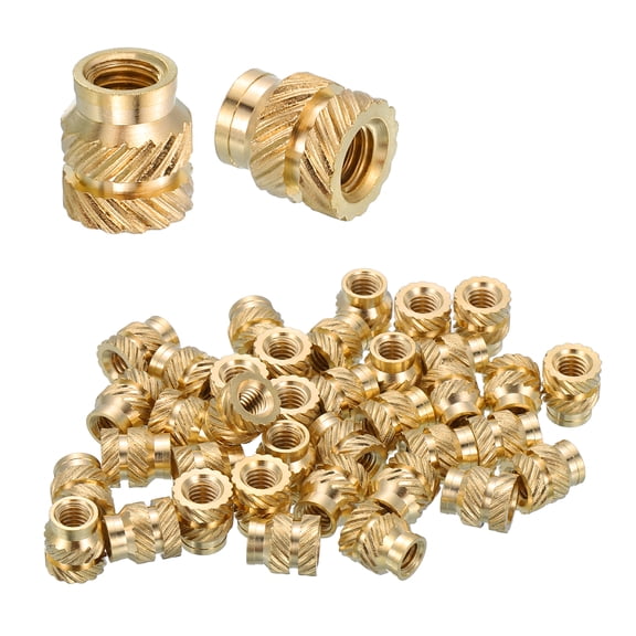 Uxcell Heat Set Threaded Inserts, 38 Pcs M4 x 8mm L x 7mm OD Pure Brass Metric Knurled Nuts Female Threaded Inserts Embedment Nut for 3D Printing Components and Plastic Materials