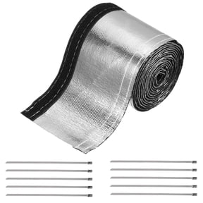 Uxcell Heat Shroud Sleeve Aluminized Silver Sleeving 3/4 Inch ID x 10FT for Hose Wire Heat Protection 10PCS Ties