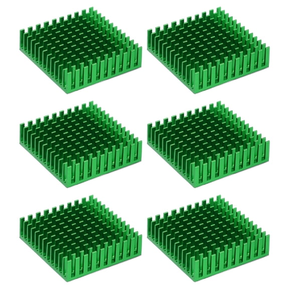 Uxcell Heatsink Aluminum Heat Sink with Thermal Sticker for Raspberry Pi and Other Electronics 40x40x11mm 6 Green