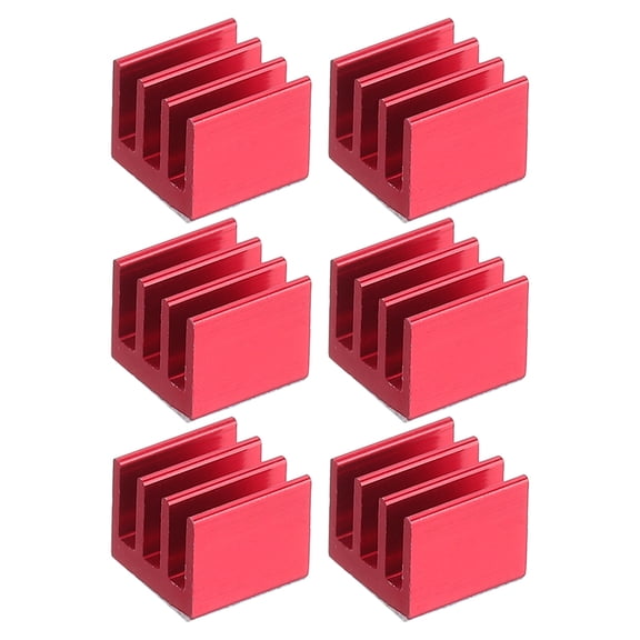 Uxcell Heatsink Aluminum Heat Sink with Thermal Blue Sticker for Raspberry Pi and Other Electronics Red 7x7x6mm 6