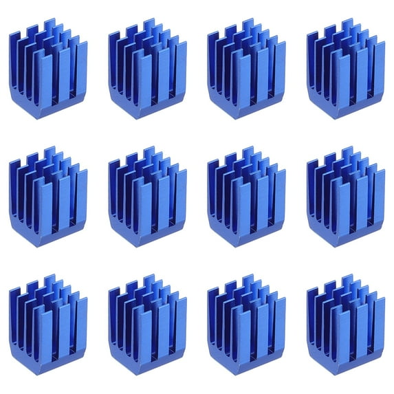 Uxcell Heatsink Aluminum Heat Sink with Thermal Sticker for Efficient Cooling of Electronics Blue 9x9x12mm 12