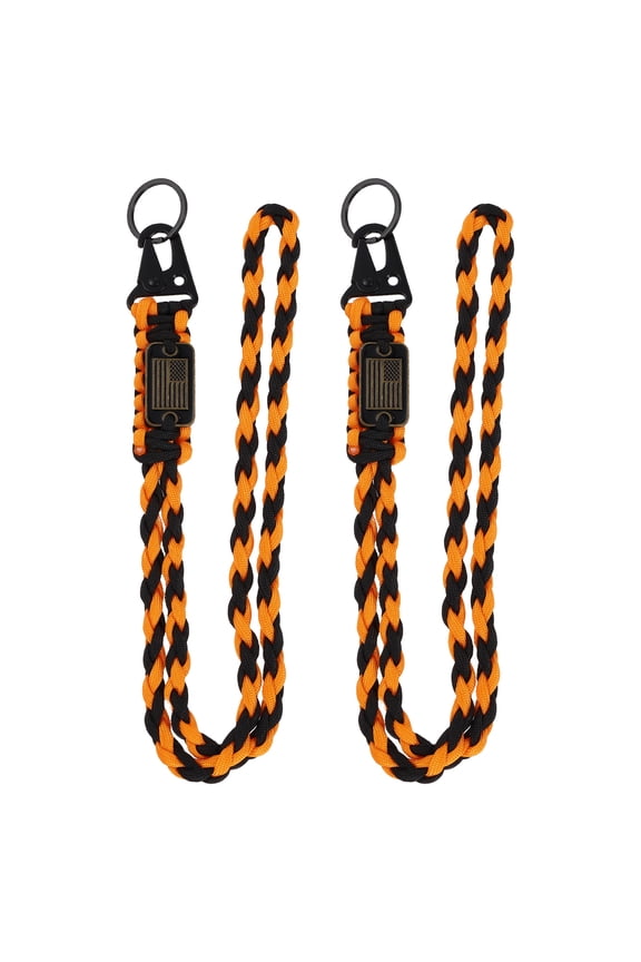 Heavy Duty Braided Lanyard Keychains, Paracord Lanyard Rope Necklace with USA Flag Buckle and Key Ring for Camping Hiking Fishing Outdoor Activities Key Chain Backpack, Black