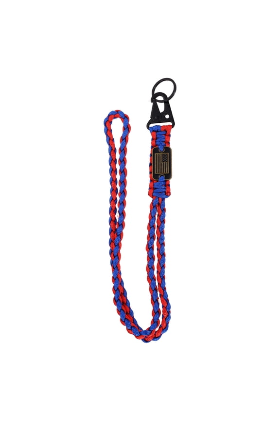 Heavy Duty Braided Lanyard Keychains, Paracord Lanyard Rope Necklace with USA Flag Buckle and Key Ring for Camping Hiking Fishing Outdoor Activities Key Chain Backpack, Black