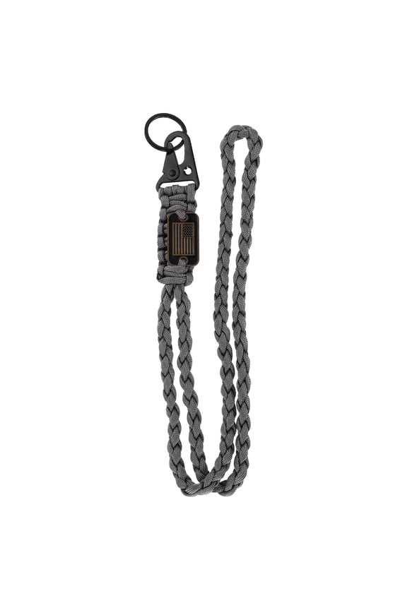 Heavy Duty Braided Lanyard Keychains, Paracord Lanyard Rope Necklace with USA Flag Buckle and Key Ring for Camping Hiking Fishing Outdoor Activities Key Chain Backpack, Black