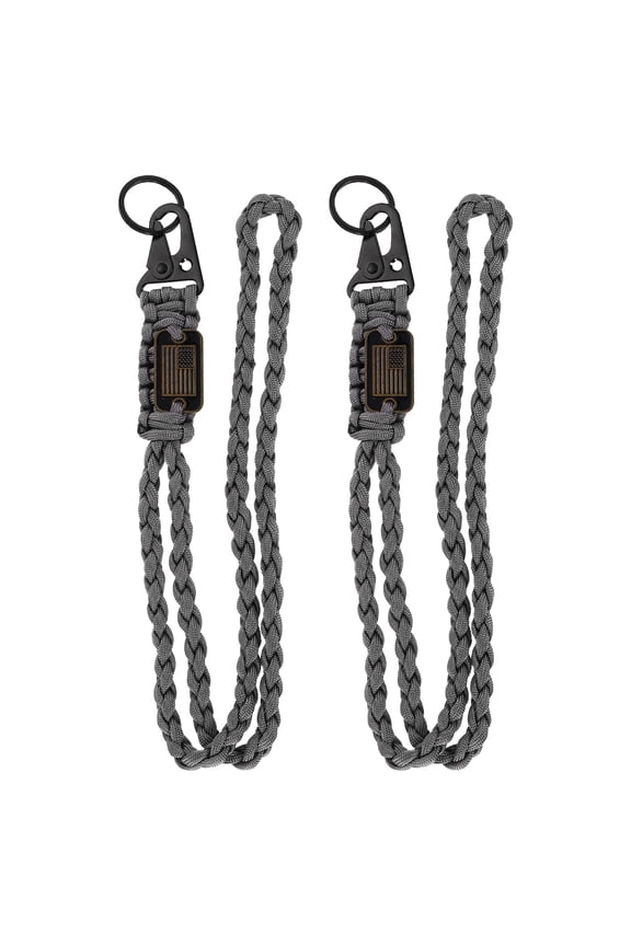 Heavy Duty Braided Lanyard Keychains, Paracord Lanyard Rope Necklace with USA Flag Buckle and Key Ring for Camping Hiking Fishing Outdoor Activities Key Chain Backpack, Black