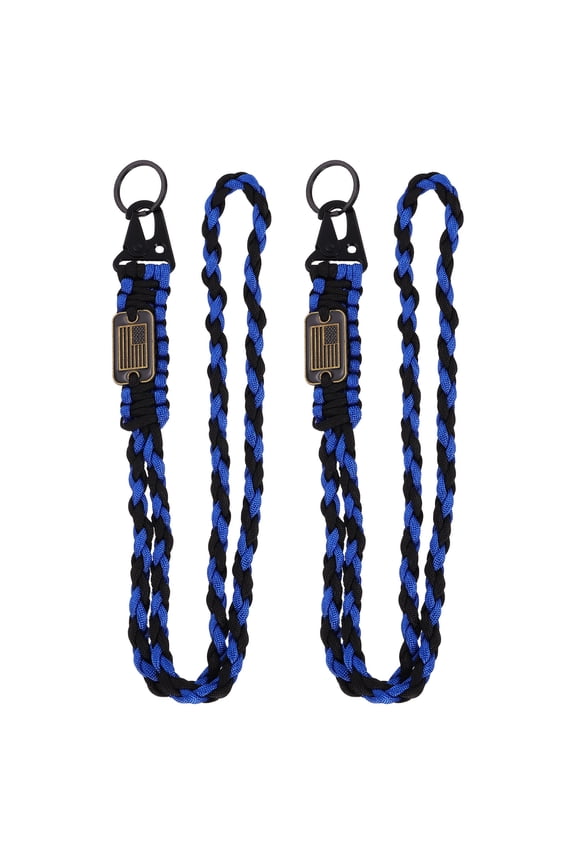 Heavy Duty Braided Lanyard Keychains, Paracord Lanyard Rope Necklace with USA Flag Buckle and Key Ring for Camping Hiking Fishing Outdoor Activities Key Chain Backpack, Black