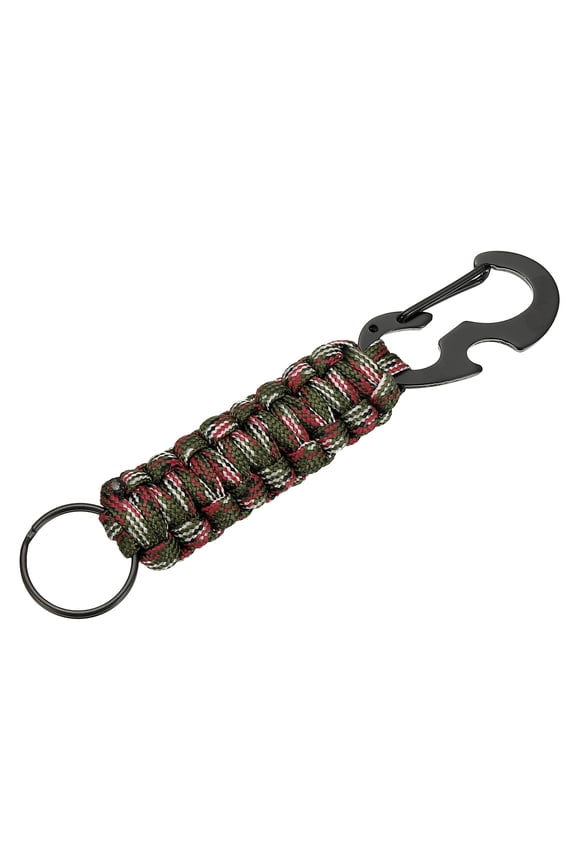 Heavy Duty Braided Paracord Keychain, Paracord Keychains Landyard Necklace with Bottle Opener D Hook Clip for Camping Hiking Outdoor Activities Key Ring, Red Camo