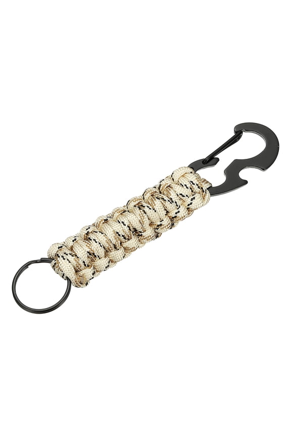 Heavy Duty Braided Paracord Keychain, Paracord Keychains Landyard Necklace with Bottle Opener D Hook Clip for Camping Hiking Outdoor Activities Key Ring, Desert Camo