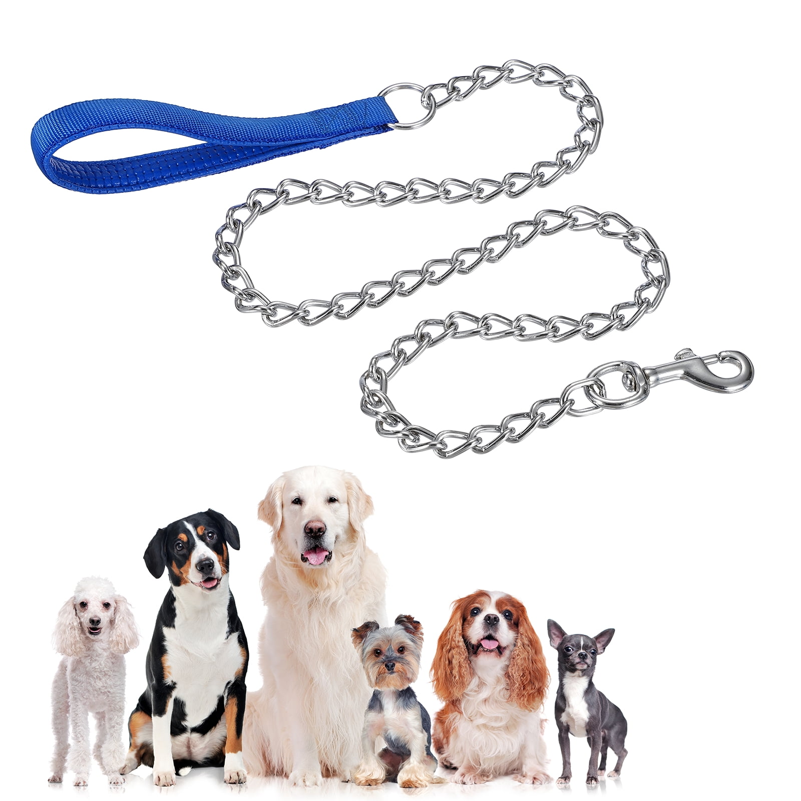 Uxcell Heavy Duty Chain Dog Leash, Metal Chain Dog Leash with Soft Padded Handle ( 4ft x 2 Mm, Red ) for Small Medium Large Pet Puppies Walking Training Traveling