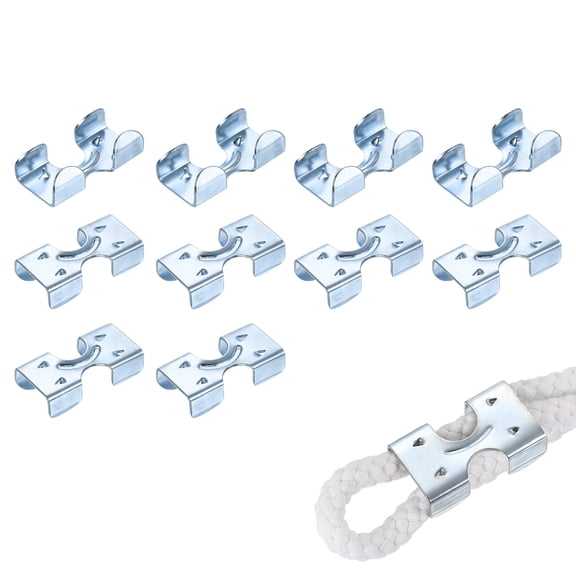Uxcell Heavy Duty Double Rope Loop Clamp, (10 Pcs), Carbon Steel Loop End Clip Rope End Buckle Retainer, Fits for - 5/16 Inch to 3/8 Inch Twisted/Braided Ropes