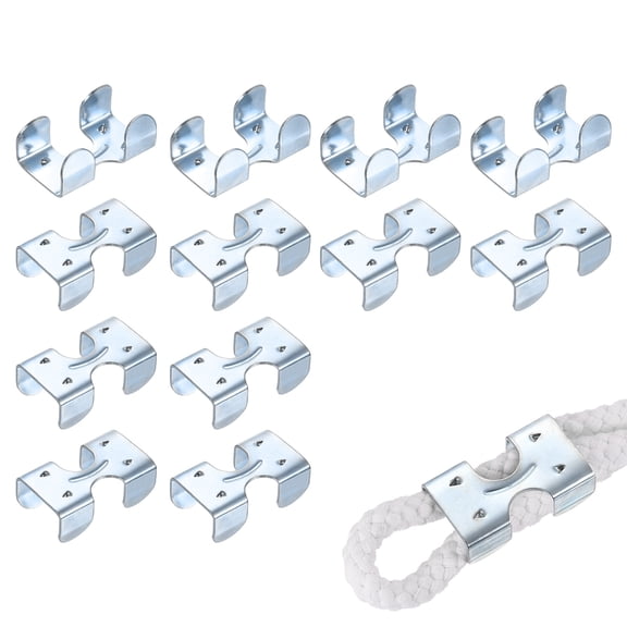 Uxcell Heavy Duty Double Rope Loop Clamp, (12 Pcs), Carbon Steel Loop End Clip Rope End Buckle Retainer, Fits for - 15/32 Inch to 9/16 Inch Twisted/Braided Ropes