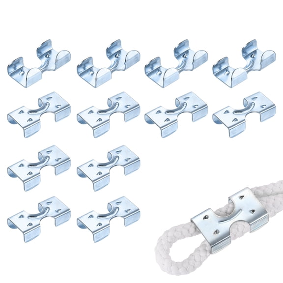 Uxcell Heavy Duty Double Rope Loop Clamp, (12 Pcs), Carbon Steel Loop End Clip Rope End Buckle Retainer, Fits for - 5/16 Inch to 3/8 Inch Twisted/Braided Ropes