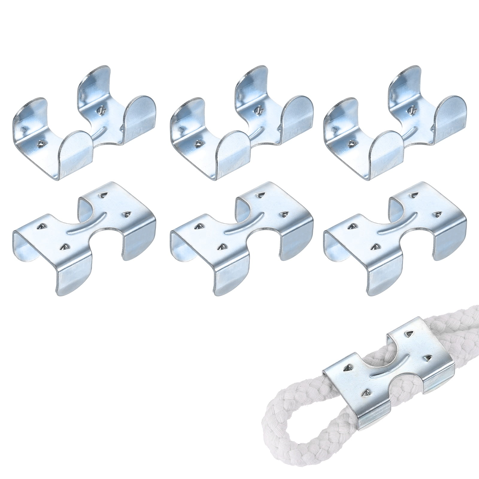 Uxcell Heavy Duty Double Rope Loop Clamp, (6 Pcs), Carbon Steel Loop ...