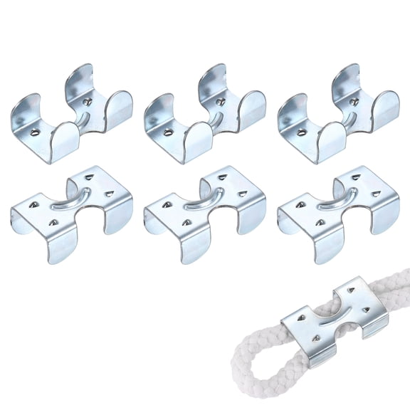 Uxcell Heavy Duty Double Rope Loop Clamp, (6 Pcs), Carbon Steel Loop End Clip Rope End Buckle Retainer, Fits for - 3/8 Inch to 15/32 Inch Twisted/Braided Ropes