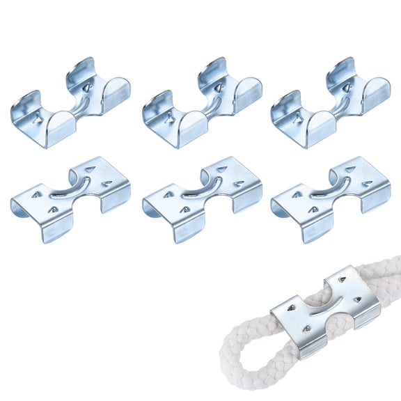 Uxcell Heavy Duty Double Rope Loop Clamp, (6 Pcs), Carbon Steel Loop End Clip Rope End Buckle Retainer, Fits for - 5/16 Inch to 3/8 Inch Twisted/Braided Ropes