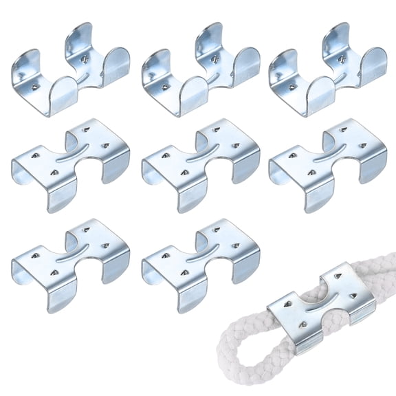 Uxcell Heavy Duty Double Rope Loop Clamp, (8 Pcs), Carbon Steel Loop End Clip Rope End Buckle Retainer with Braided Ropes, Fits for - 15/32 Inch to 9/16 Inch Twisted/Braided Ropes