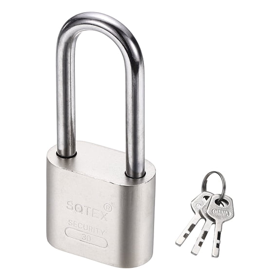 Uxcell Heavy Duty Lock, (W: 1-3/16inch / 30mm, Silver)(1Pcs), Alloy Steel High Security Padlock with 3 Keys, Suit For-Gate Warehouse Shipping Container Storage Doors (H:68mm)