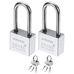 Uxcell Heavy Duty Lock, (W: 1-3/16inch / 30mm, Silver)(2Pcs), Alloy Steel High Security Padlock with 6 Keys, Suit For-Gate Warehouse Shipping Container Storage Door (H:68mm)