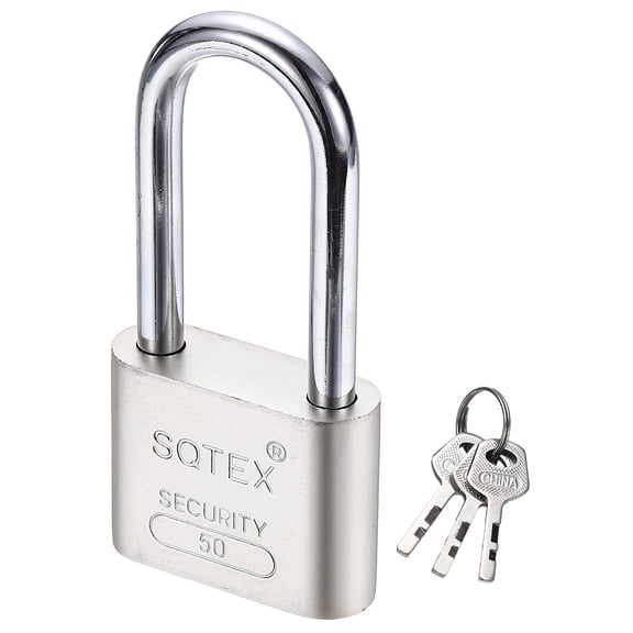 Uxcell Heavy Duty Lock, (W:2inch / 50mm, Silver)(1Pcs), Alloy Steel High Security Padlock with 3 Keys, Suit For-Gate Warehouse Shipping Container Storage Doors (H:100mm)