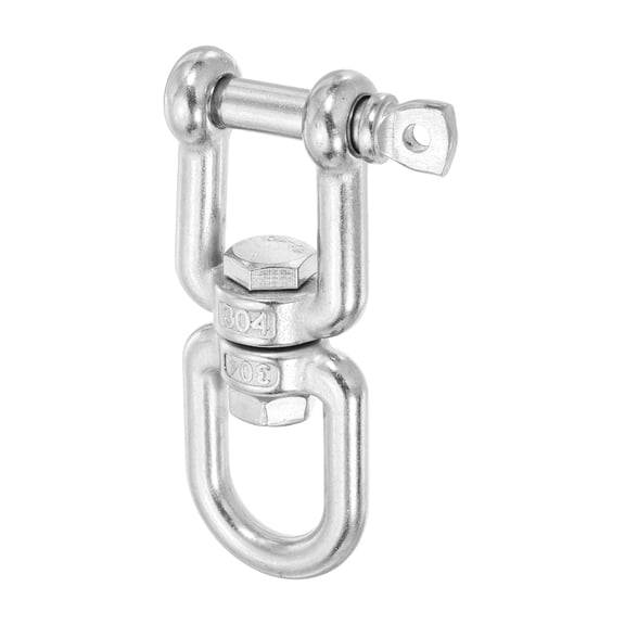Uxcell Heavy Duty M10 Double Swivel Eye Hook, 304 Stainless Steel Chain Swivel Shackle Ring Connector Eye x Jaw Load 600 KG/1322 lbs