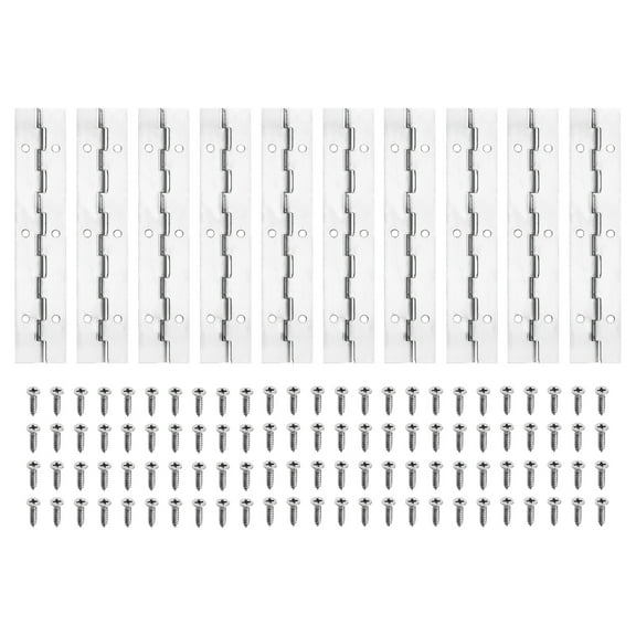 6x1.2 Inch Piano Hinge,10 Pcs Continuous Hinge with Holes for Piano Gate Door Wooden Storage Box Cabinet Boat,Silver