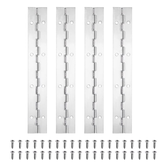 8x1.2 Inch Piano Hinge,4 Pcs Continuous Hinge with Holes for Piano Gate Door Wooden Storage Box Cabinet Boat,Silver