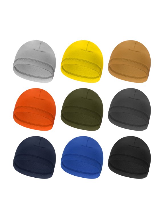 Helmet Liner Skull Cap for Men, Sweat Wicking Hats Stretchy Under Helmets Caps for Running Bicycle Motorcycle Cycling Gray/Yellow/Khaki/Green/Blue/Black/Burgundy