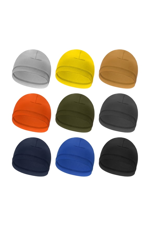 Helmet Liner Skull Cap for Men, Sweat Wicking Hats Stretchy Under Helmets Caps for Running Bicycle Motorcycle Cycling Gray/Yellow/Khaki/Green/Blue/Black/Burgundy