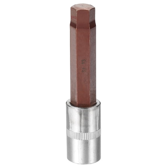 Uxcell Hex Bit Socket 1/2" Drive H13 S2 Steel Hexagonal Head Long Screwdriver Drill Bits CR-V Steel Socket Adapter for Home Auto Axle Hex Nuts Bolts Repair