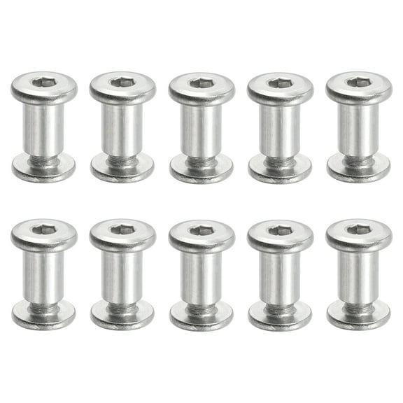 Uxcell Hex Chicago Screws Binding Screw Posts Connecting Bolt Nuts for Scrapbook Leather Belt Album Repair M6 x 12 mm 10