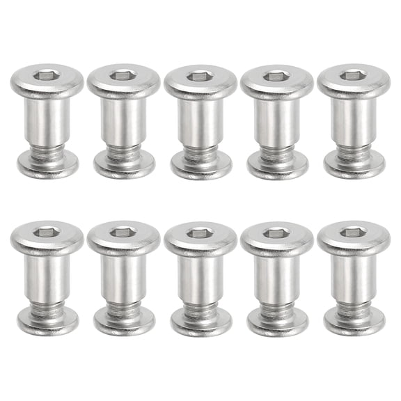 Uxcell 10 Set M8 x 12 mm Hex Chicago Screws Binding Posts Socket Cap Bolt Nut Silver