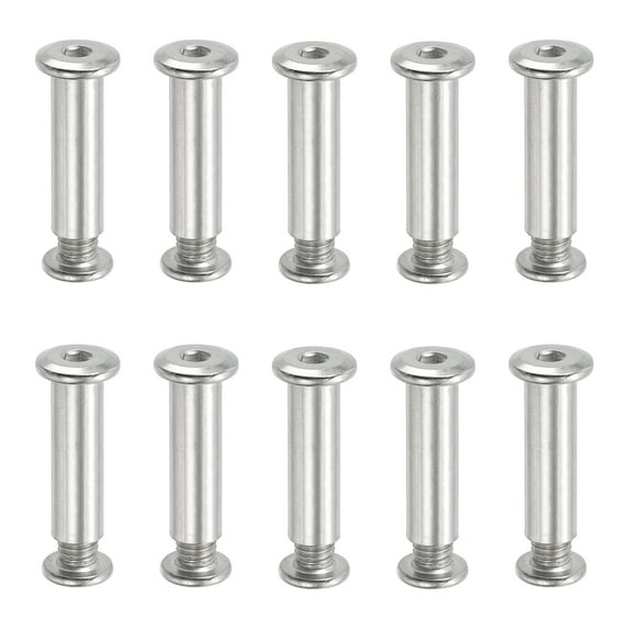Uxcell Hex Chicago Screws Binding Screw Posts Connecting Bolt Nuts for Scrapbook Leather Belt Album Repair M8 x 35 mm 10