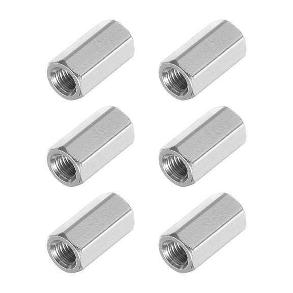 Uxcell Hex Coupling Nuts M3x10 0.5mm Pitch 10mm Length Silver 6Pcs, Aluminum Alloy Rod Coupling Nut Female to Female Thread Hex Standoff Spacer Screw for PCB Motherboard Circuit Board