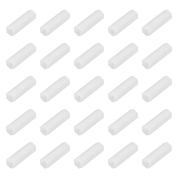 Uxcell Hex Coupling Nuts M3x20 0.5mm Pitch 20mm Length White 50Pcs, Nylon Rod Coupling Nut Female to Female Thread Hex Standoff Spacer Screw for PCB Motherboard Computer Circuit Board
