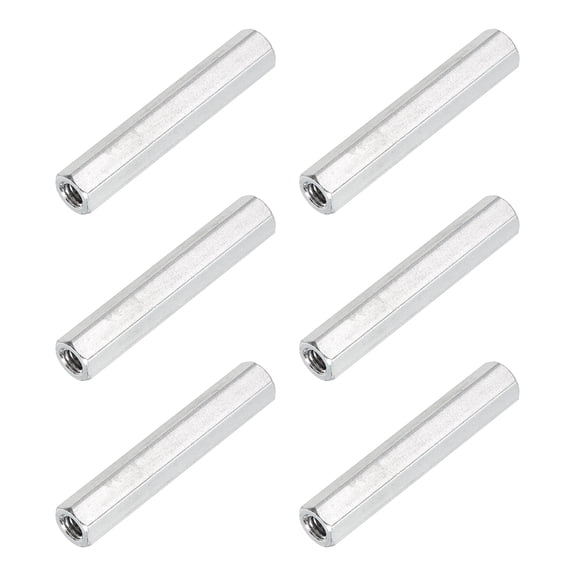 Uxcell Hex Coupling Nuts M3x30 0.5mm Pitch 30mm Length Silver 6Pcs, Aluminum Alloy Rod Coupling Nut Female to Female Thread Hex Standoff Spacer Screw for PCB Motherboard Circuit Board